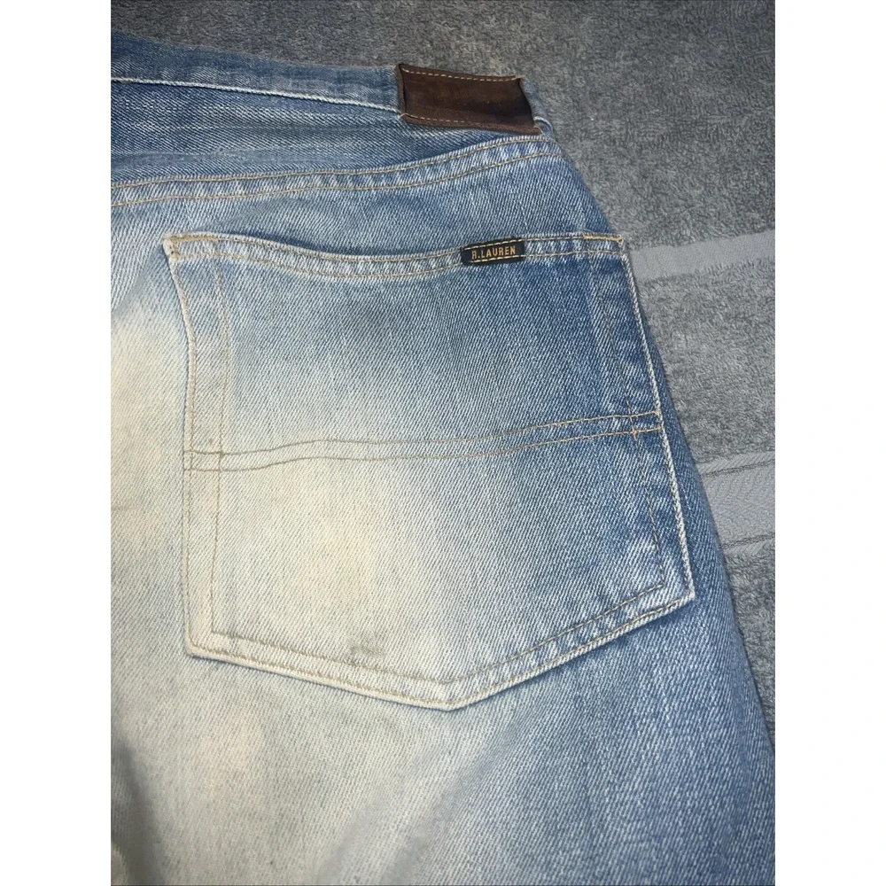Polo Ralph Lauren Jeans Y2K Men 36X32 Wide Leg Baggy Stratford Wash Distressed